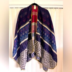 Olive Street  Aztec print poncho shawl